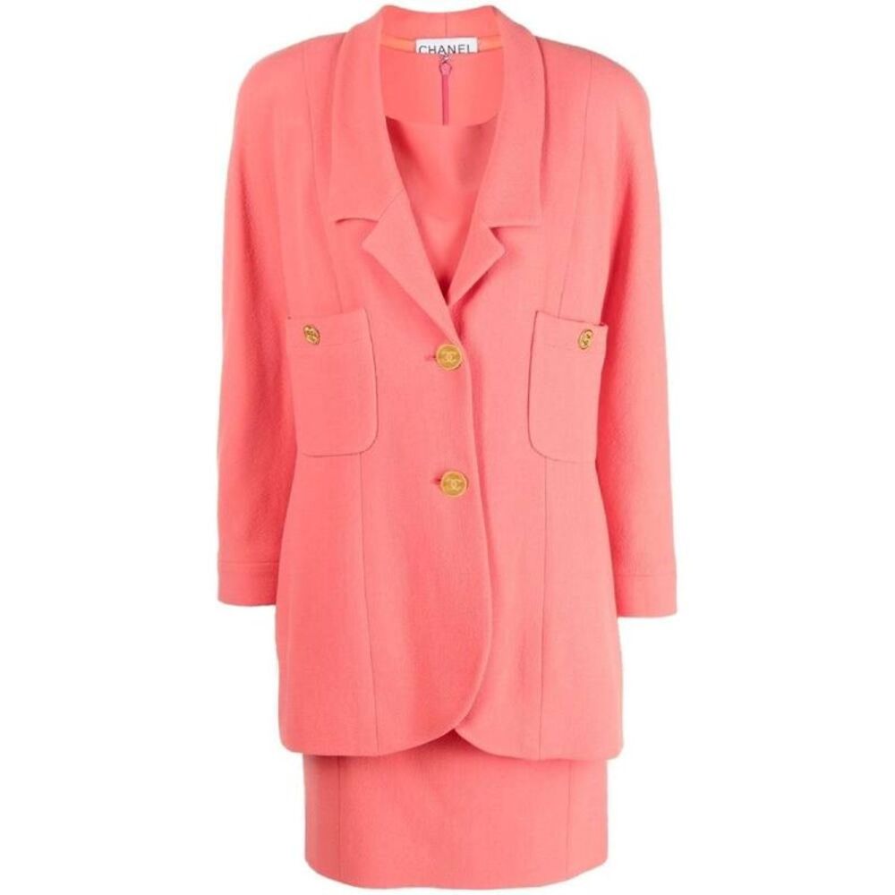 Chanel Revers-Collar Jacket & Dress Set